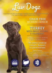 Luvdogz Working Grain Free Senior Turkey With Cranberry