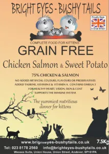 Bright Eyes Bushy Tails Gourmet Grain Free Chicken Salmon and Sweet Potato Kitten