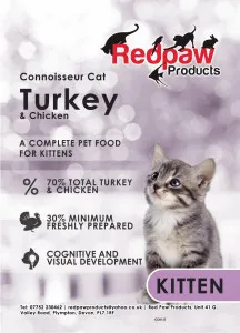 Redpaw Pet Supplies Connoisseur Kitten with 70% Turkey & Chicken