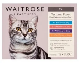 Waitrose 7+ Textured Flakes Mixed Selection in Jelly & Gravy