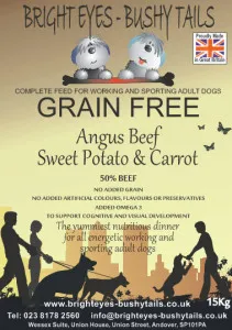 Bright Eyes Bushy Tails Grain Free Angus Beef Sweet Potato and Carrot Working Dog