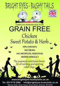 Bright Eyes Bushy Tails Grain Free Chicken Sweet Potato and Herbs Working Dog