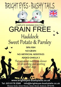 Bright Eyes Bushy Tails Grain Free Haddock Sweet Potato and Parsley Working Dog