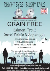 Bright Eyes Bushy Tails Grain Free Salmon Trout Sweet Potato and Asparagus Working Dog
