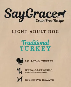 Brown's Natural Pet Store SayGrace Grain Free Light Adult Traditional Turkey