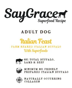 Brown's Natural Pet Store SayGrace Superfood Adult Italian Feast Farm Reared Italian Buffalo