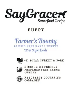 Brown's Natural Pet Store SayGrace Superfood Puppy Farmer's Bounty British Free Range Turkey
