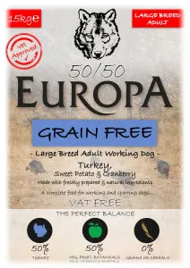 Europa 50/50 Grain Free Large Breed Turkey, Cranberry & Sweet Potato