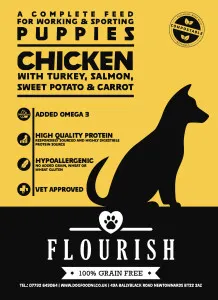 Flourish Grain Free Puppy, 60% Chicken, Turkey & Salmon, Working & Sporting