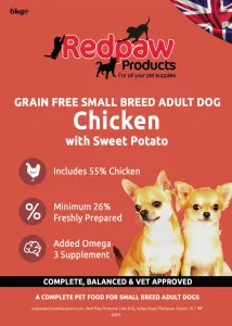 Redpaw Pet Supplies Freshly Prepared Grain Free Chicken, Sweet Potato & Herbs- Small Breed Adult