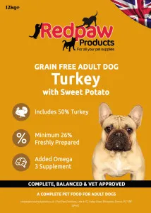 Redpaw Pet Supplies Freshly Prepared Grain Free Turkey, Sweet Potato & Cranberry- Adult