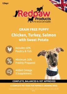 Redpaw Pet Supplies Puppy - Freshly Prepared Grain Free Chicken, Sweet Potato, Carrots & Peas