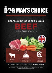 The Dog Man's Choice ADULT Superior Angus Beef with Carrot, Green Beans, Cauliflower, Tomato & Courgette