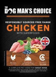 The Dog Man's Choice ADULT Superior British Free Range Chicken with Ginger, Pomegranate, Kale, Artichoke & Blueberry