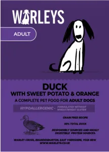 Warleys Grain Free Adult Duck, Sweet Potato & Orange