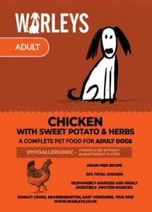 Warleys Grain Free Chicken with Sweet Potato & Herbs Adult