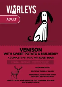 Warleys Grain Free Venison with Sweet Potato & Mulberry Adult