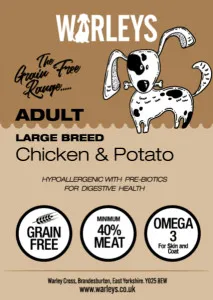 Warleys Proper Tasty Grain Free Adult Large Breed Chicken & Potato