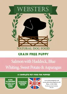 Websters Grain Free Puppy – Salmon With Haddock, Blue Whiting, Sweet Potato & Asparagus