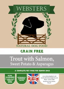 Websters Grain Free Senior Trout With Salmon, Sweet Potato & Asparagus
